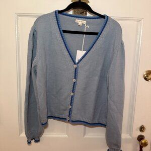 Roller Rabbit Lucien Cardigan, NWT! Size XL, Light Blue!